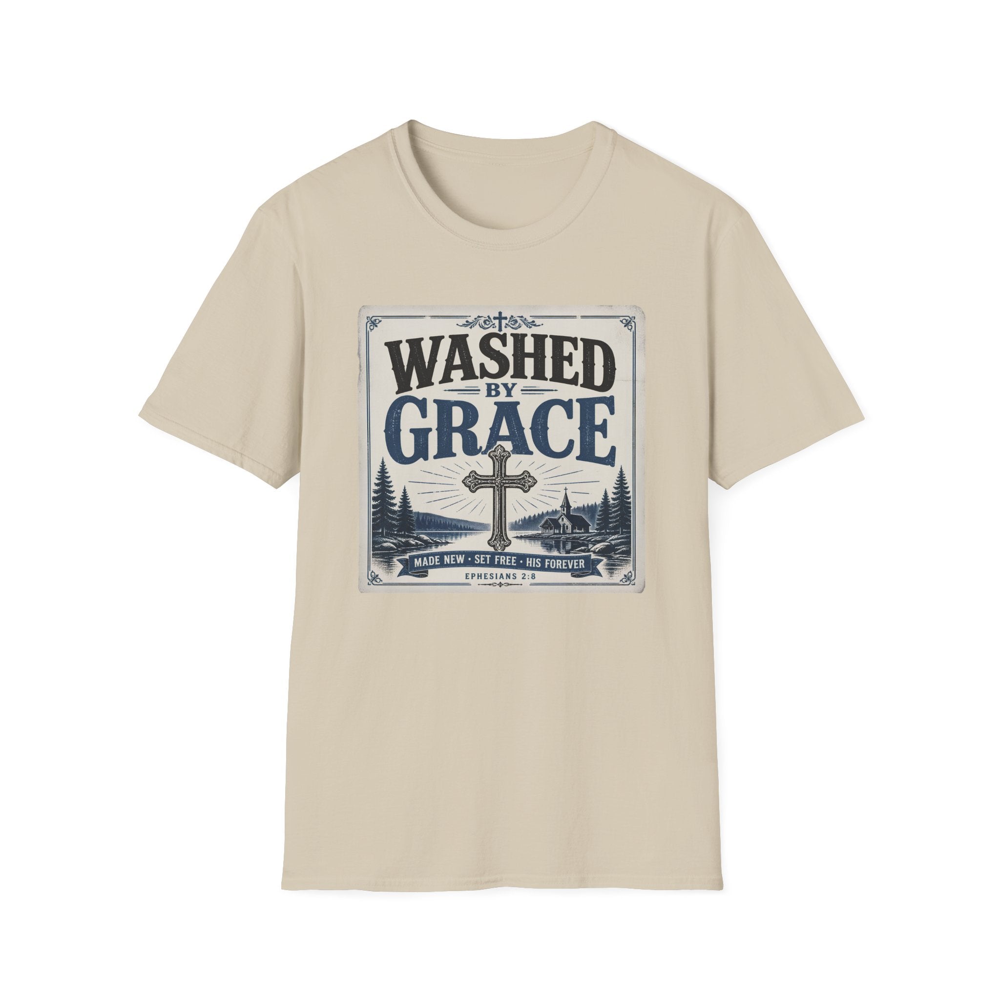 Washed By Grace T‑Shirt — Christian Faith Cross Tee