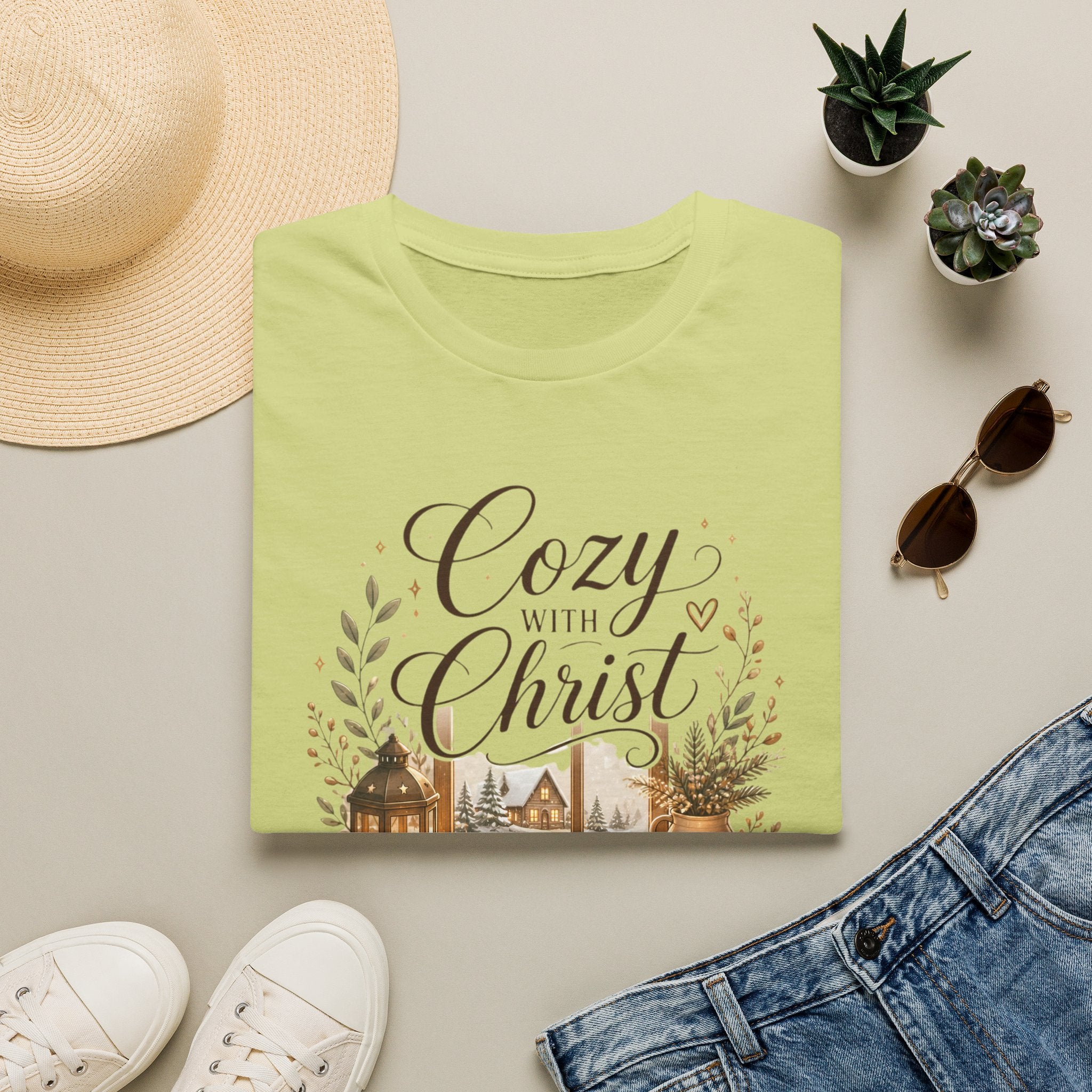 Cozy with Christ T‑Shirt — Faithful Christmas Cozy Home Design
