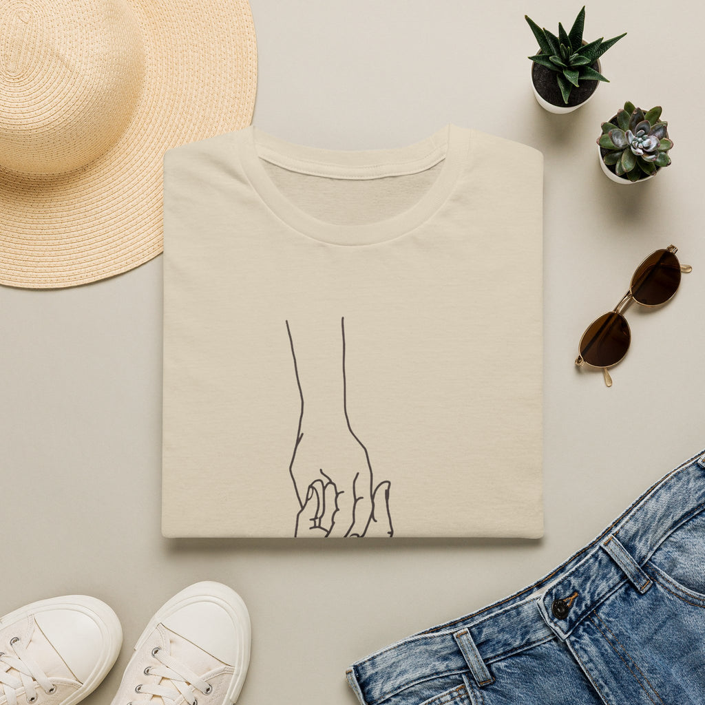 T-Shirt — Minimal Line Art Holding Hands Design