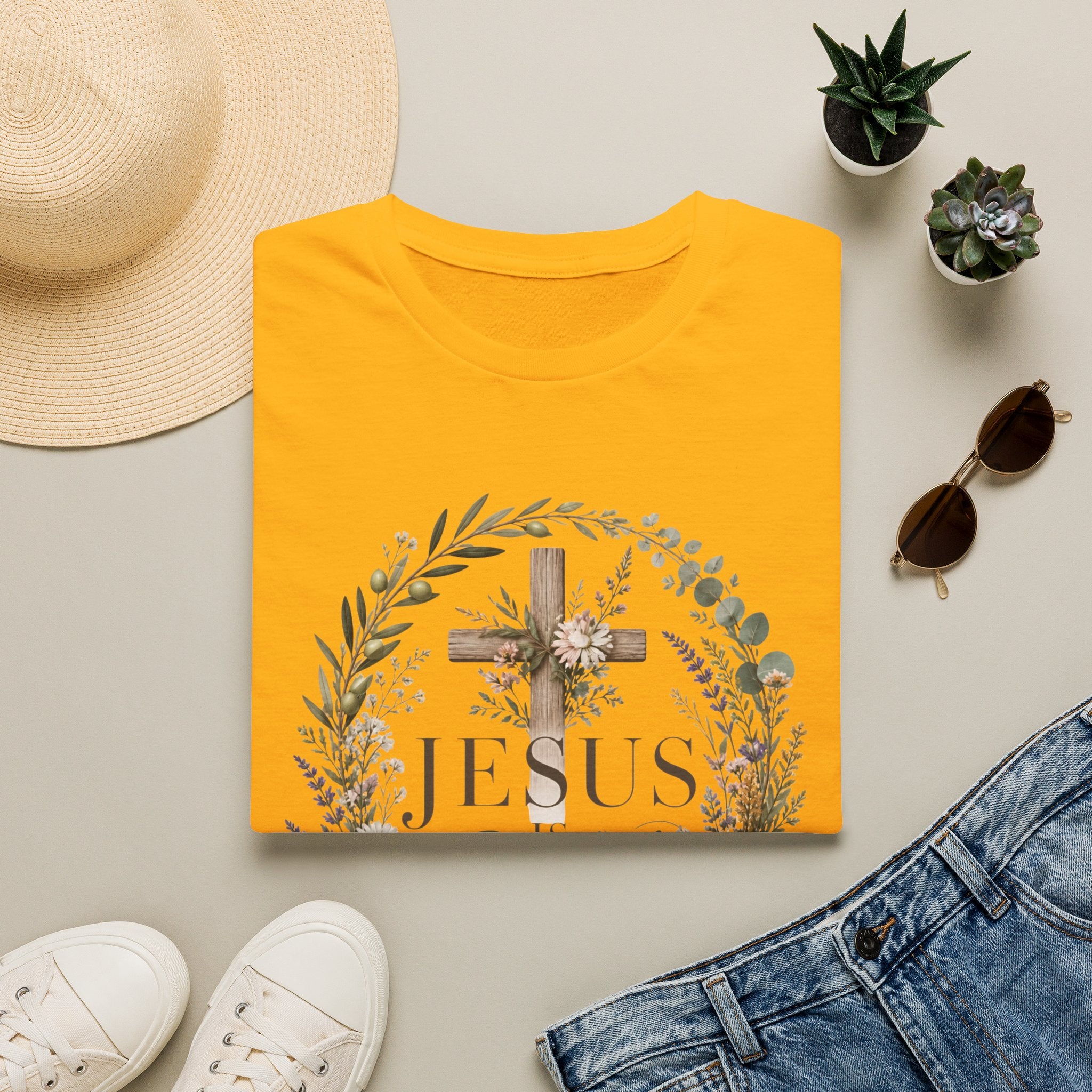 Christian Cross Floral T-Shirt — "Jesus Enough" Inspirational Tee