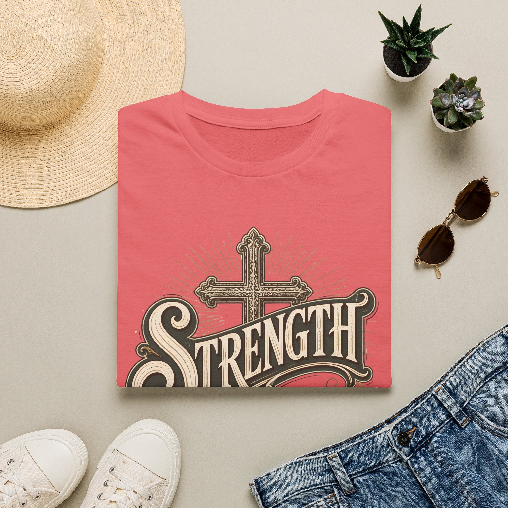 Strength Cross T‑Shirt — 'The Lord Is My Peace' Christian Faith Tee