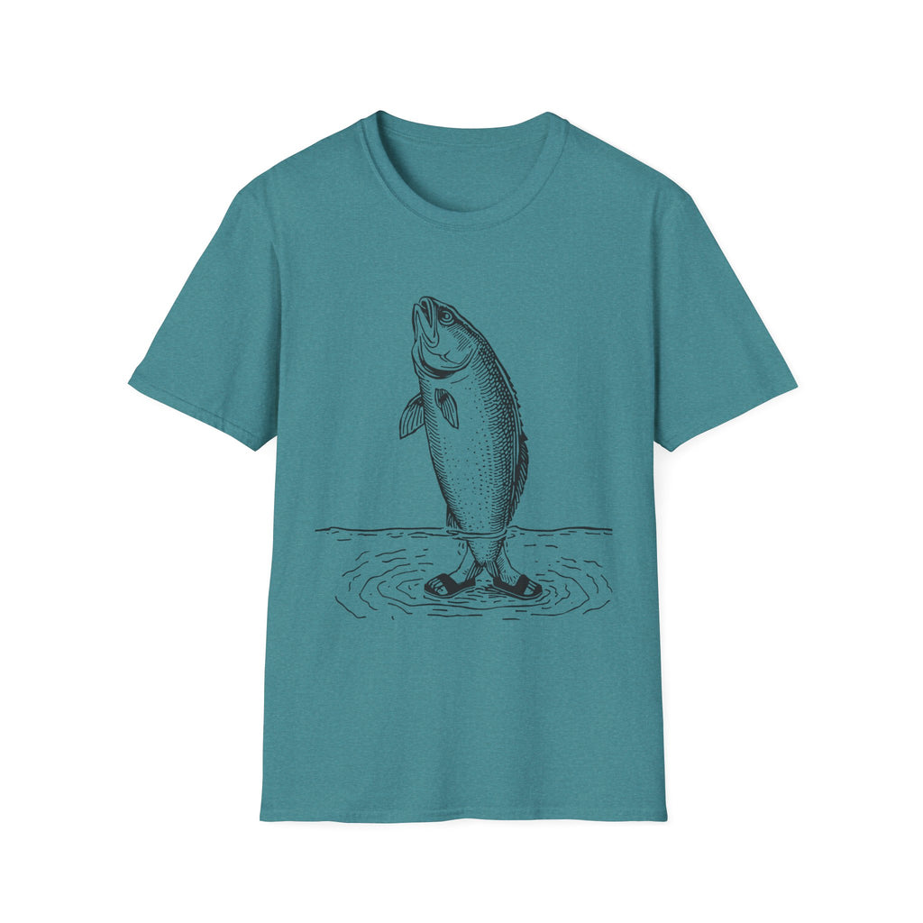 Fish Illustration T-Shirt — Vintage Leaping Trout Graphic