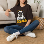 Saved Squad T‑Shirt — Cute Angel Sheep Graphic Tee for Christian Youth & Church Groups