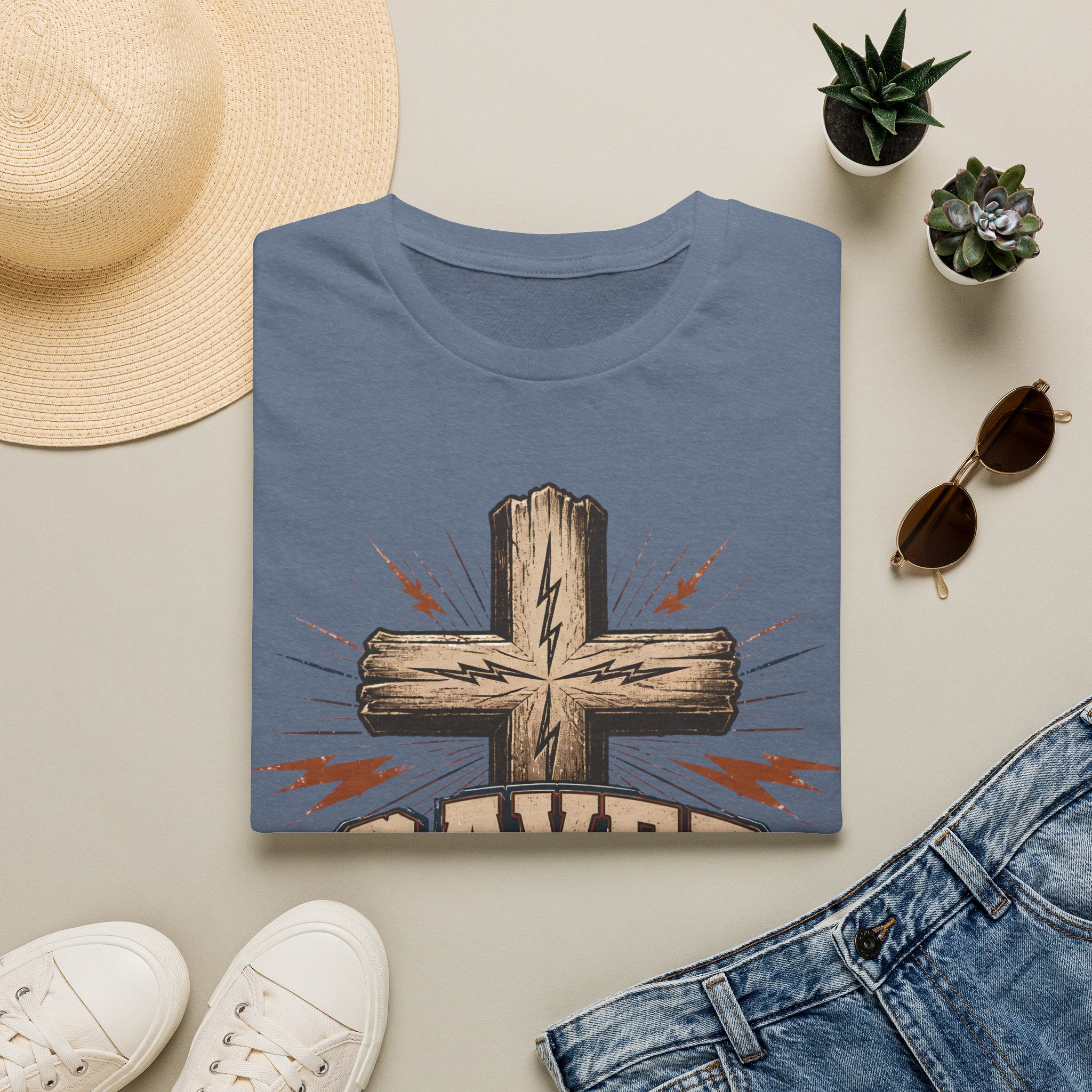 Saved Not Lucky T-Shirt — Christian Cross Faith Graphic Tee