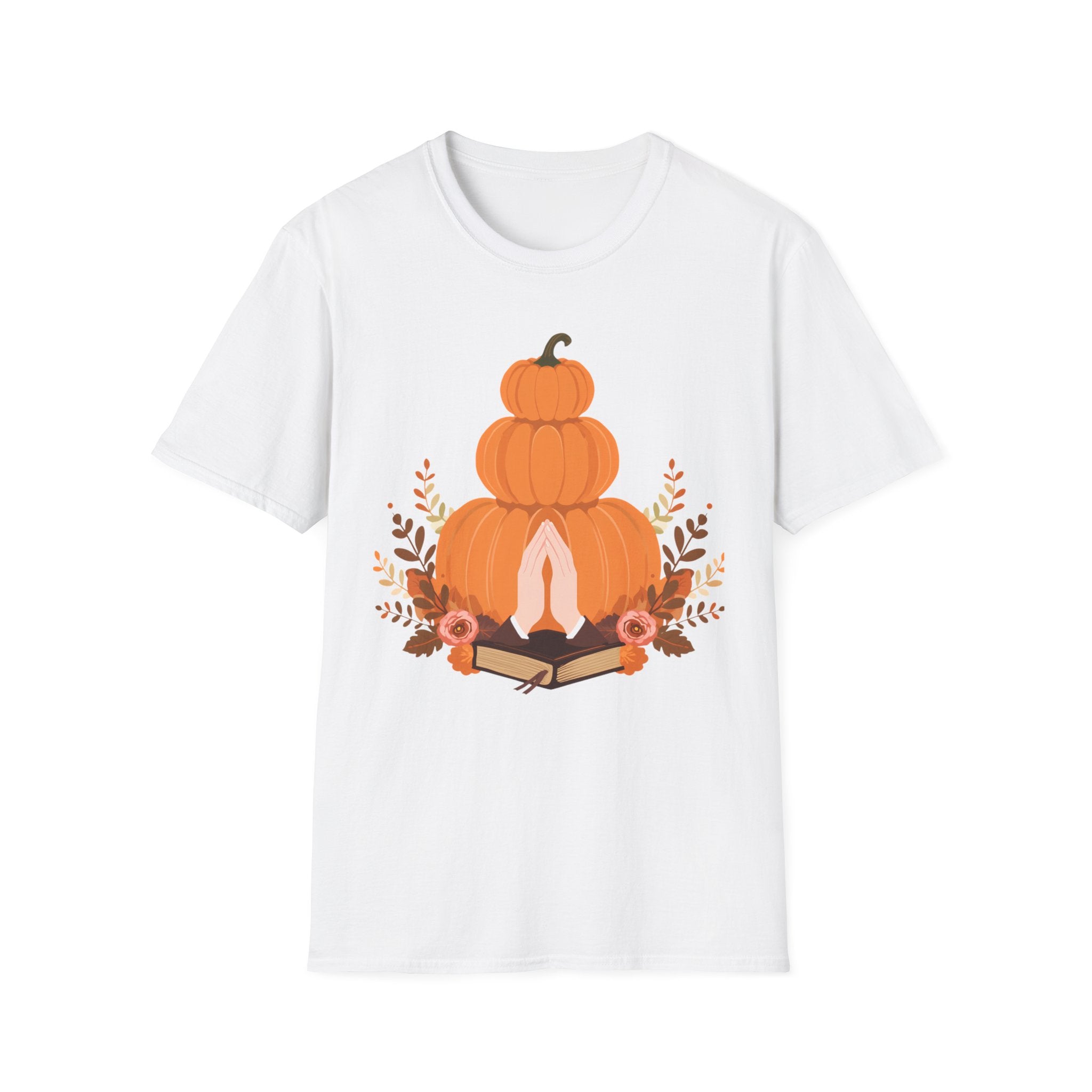 Pumpkin Stack T‑Shirt — Autumn Floral Fall Graphic Tee