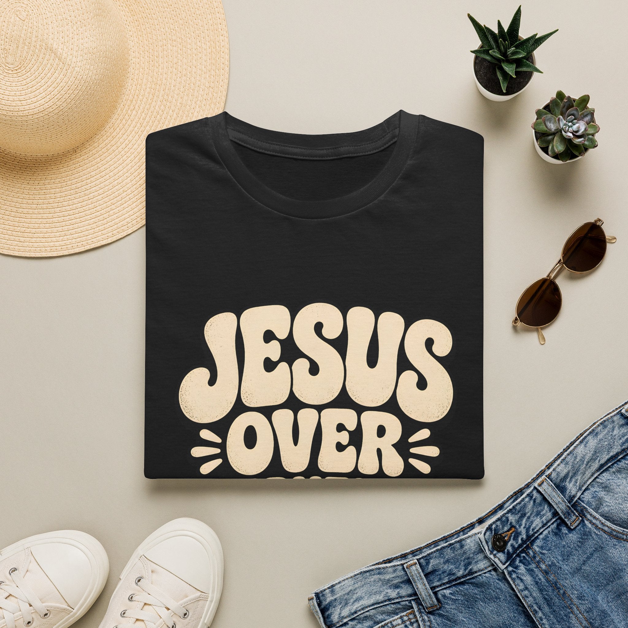 Jesus Over Everything T‑Shirt — Retro Faith Graphic Tee