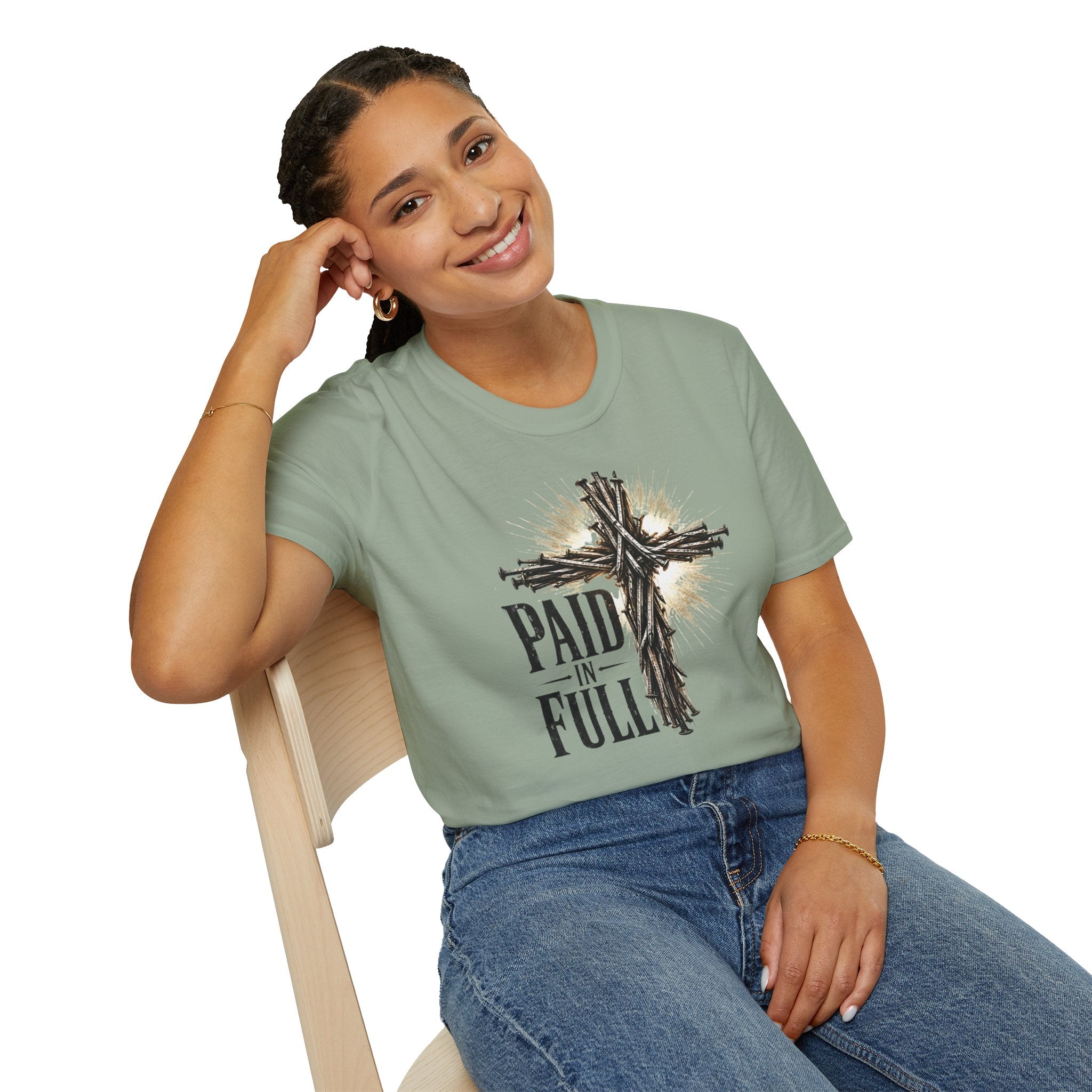 Christian T-Shirt — "Paid in Full" Cross Graphic Faith Tee