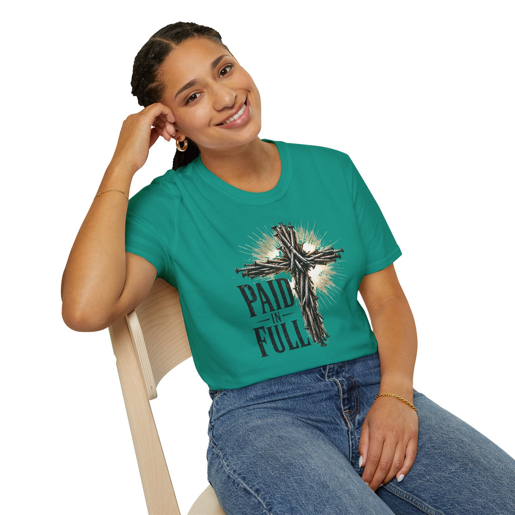 Christian T-Shirt — "Paid in Full" Cross Graphic Faith Tee
