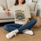 T‑Shirt — Running On Prayer & Coffee Raccoon Graphic Tee