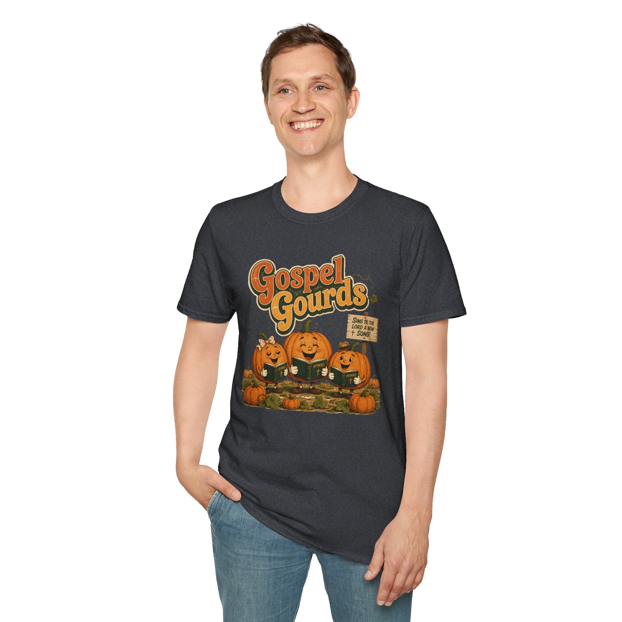 Gospel Gourds Halloween T‑Shirt — Cute Singing Pumpkin Fall Tee