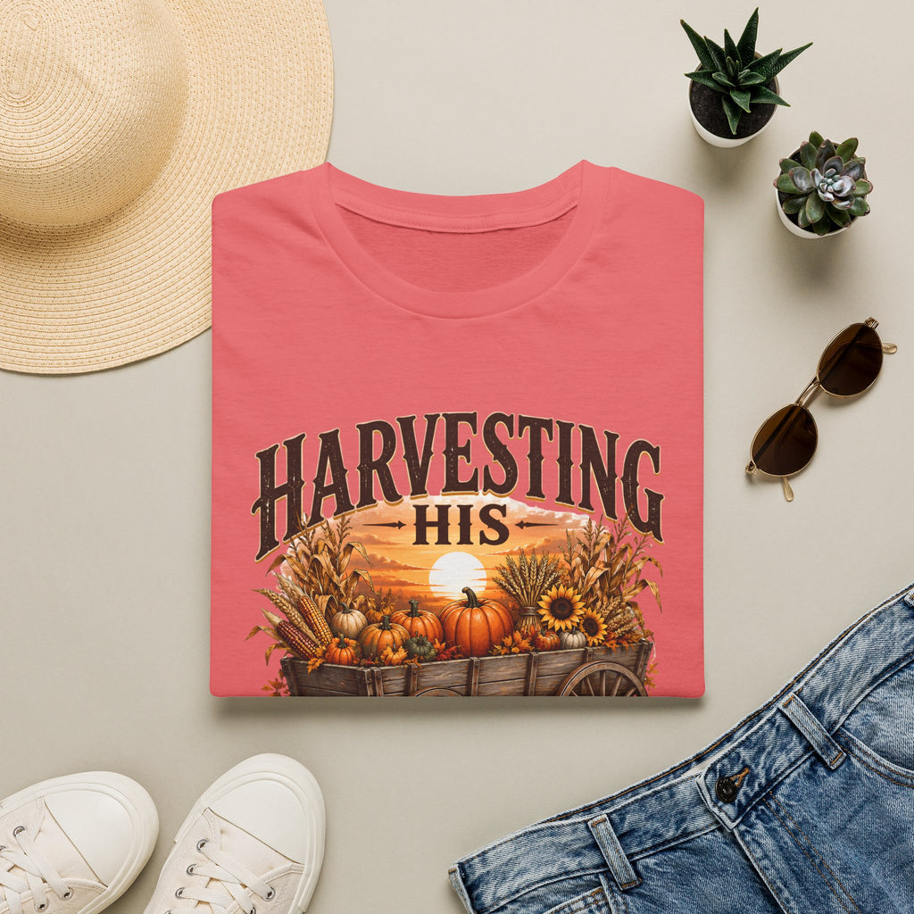 Harvesting His Promises T-Shirt — Fall Pumpkin & Sunflower Faith Tee