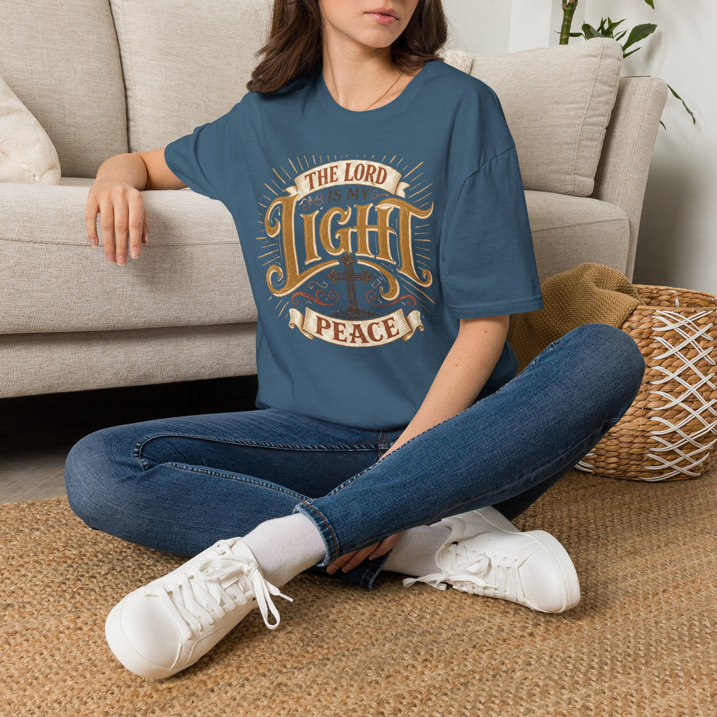 Christian T-Shirt - "The Lord Is My Light & Peace" Inspirational Faith Tee