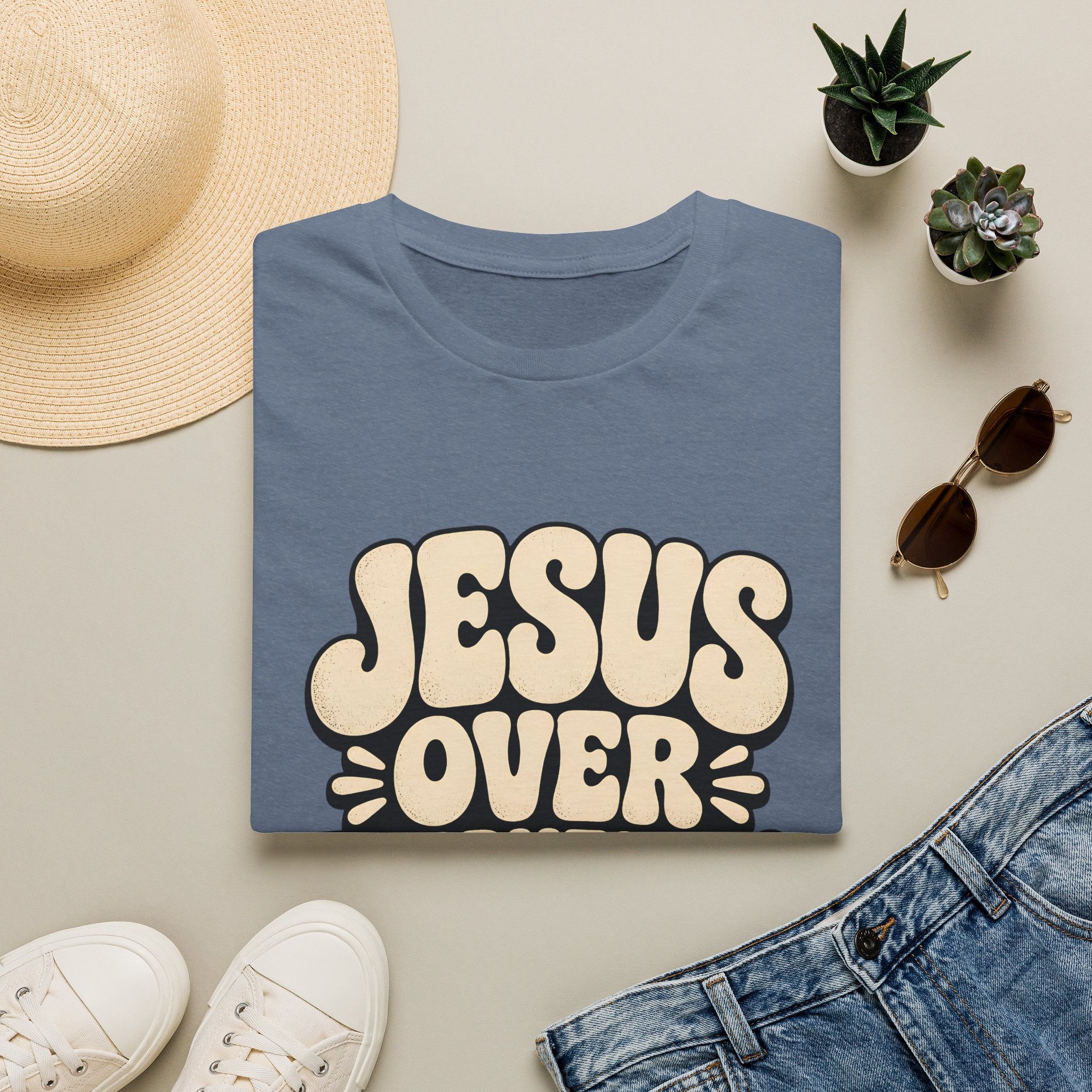 Jesus Over Everything T‑Shirt — Retro Faith Graphic Tee
