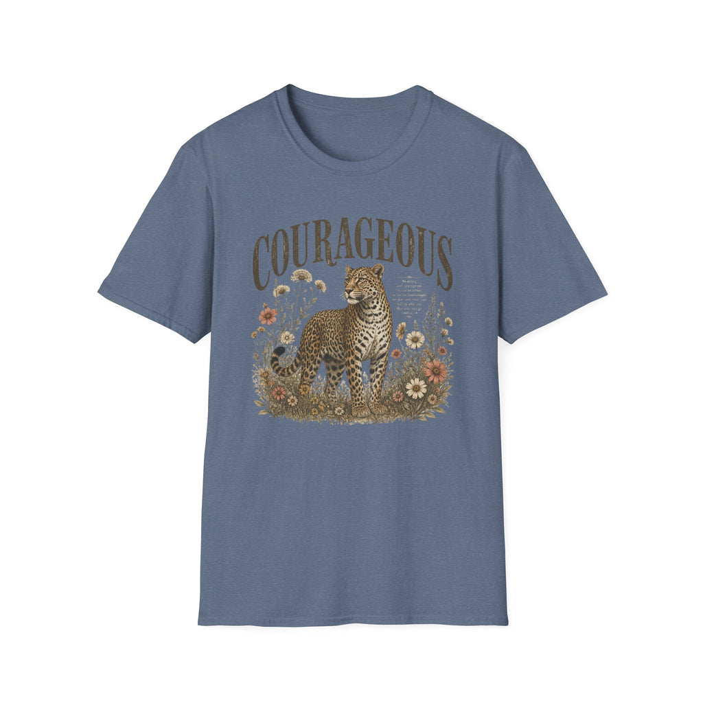 Courageous Leopard T-Shirt — Vintage Floral Wildlife Graphic Tee