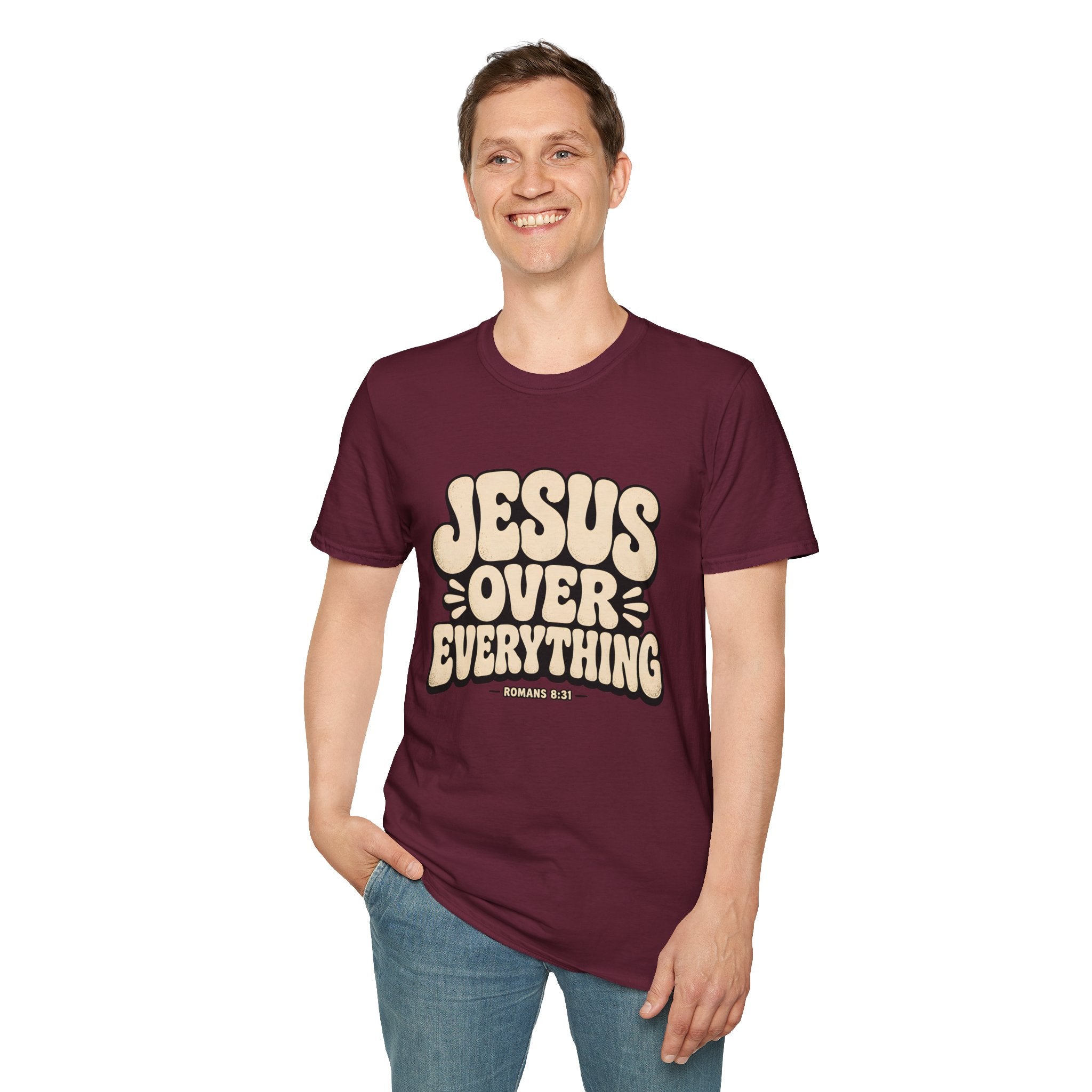 Jesus Over Everything T‑Shirt — Retro Faith Graphic Tee