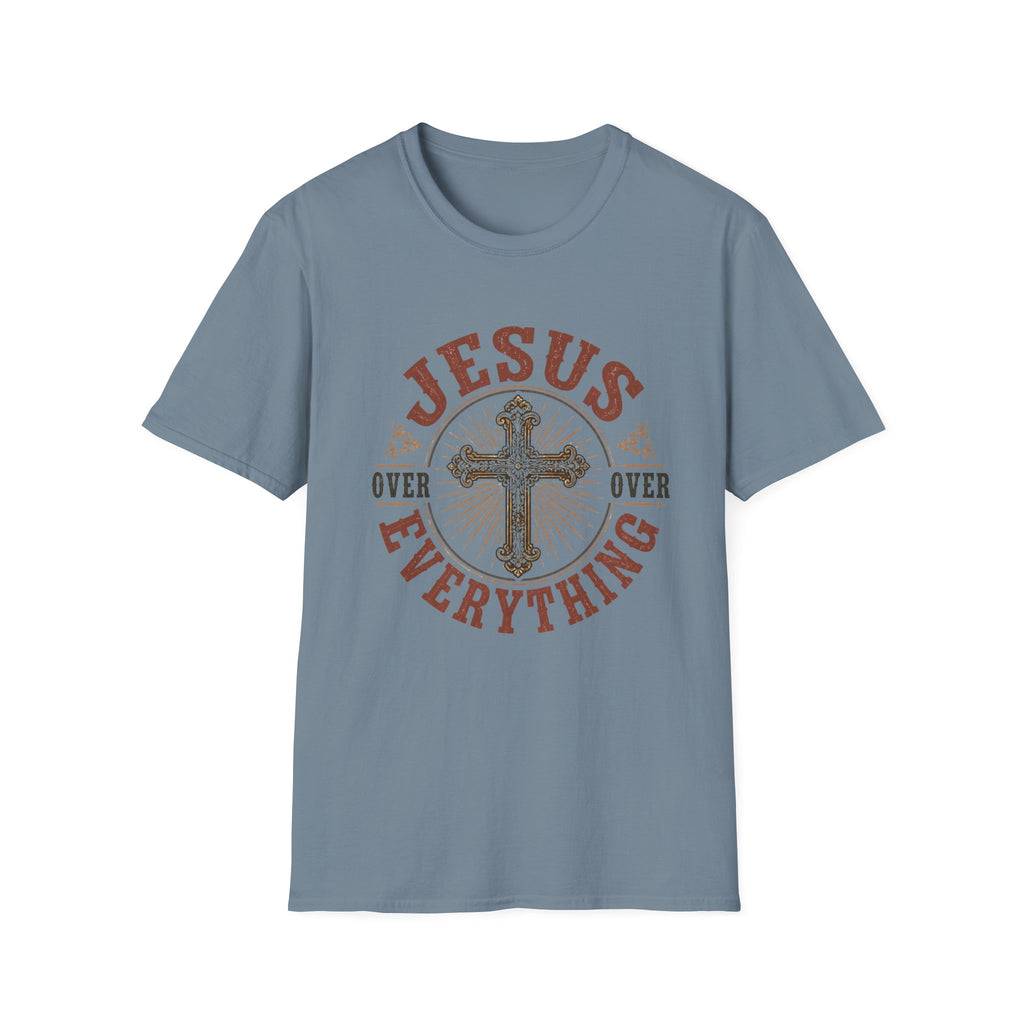 Jesus Over Everything T-Shirt — Christian Cross Faith Tee
