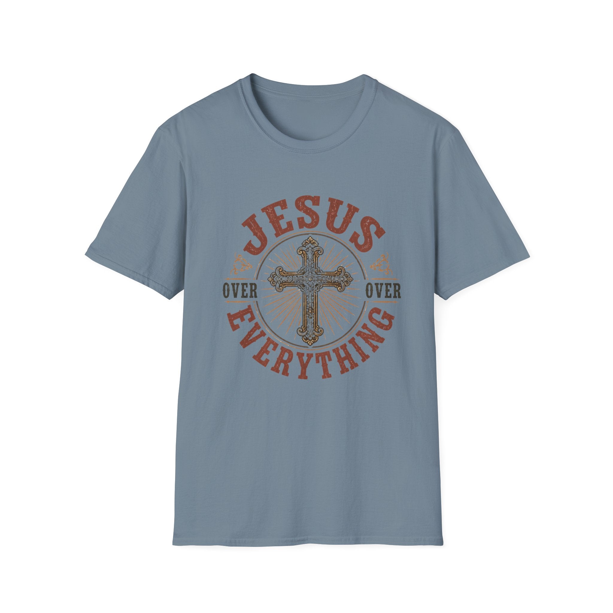 Jesus Over Everything T-Shirt — Christian Cross Faith Tee
