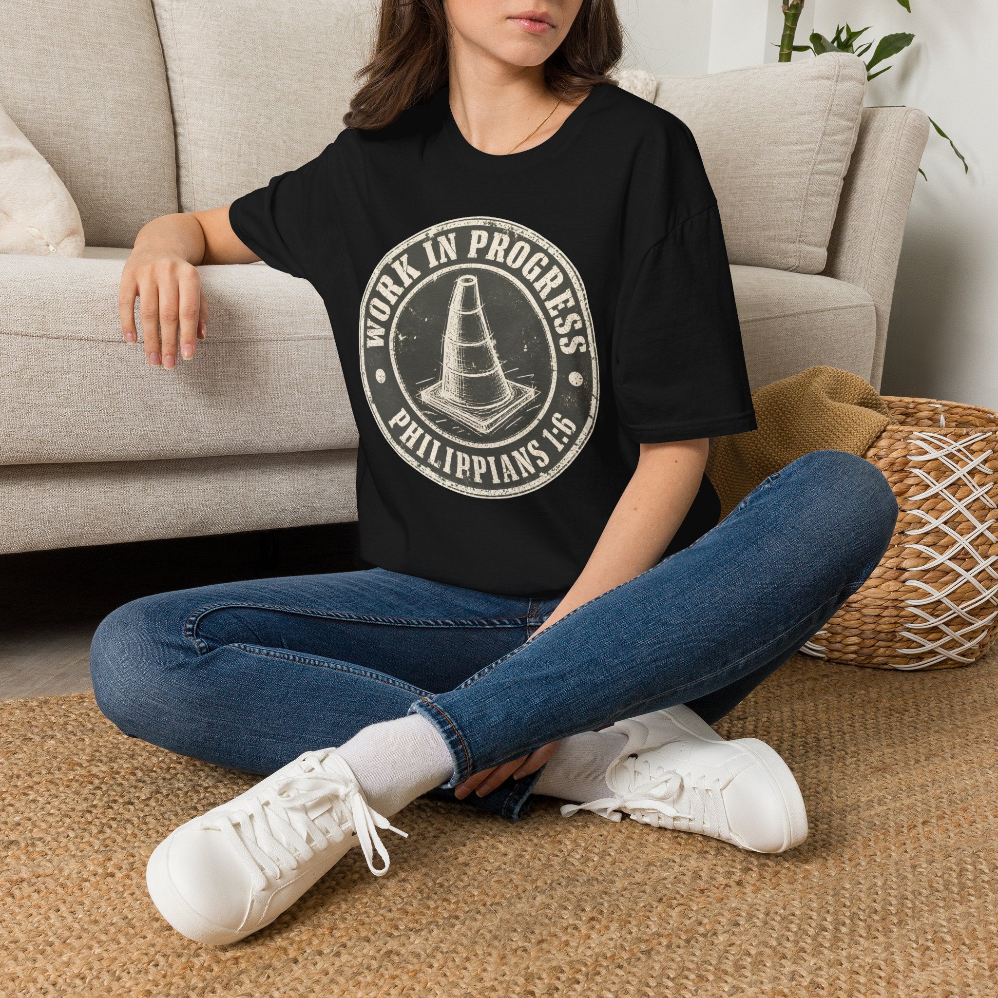 Work In Progress T-Shirt — 'Work In Progress' Vintage Cone Graphic Tee (Philippians 1:6)