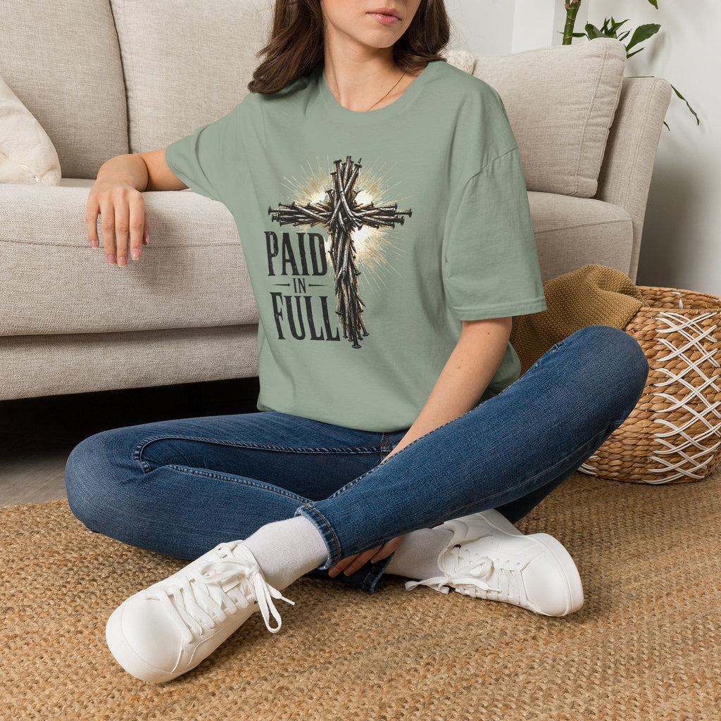 Christian T-Shirt — "Paid in Full" Cross Graphic Faith Tee