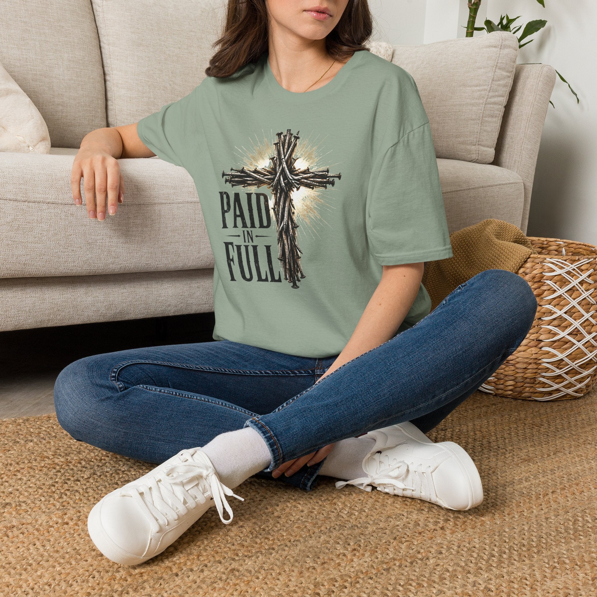 Christian T-Shirt — "Paid in Full" Cross Graphic Faith Tee