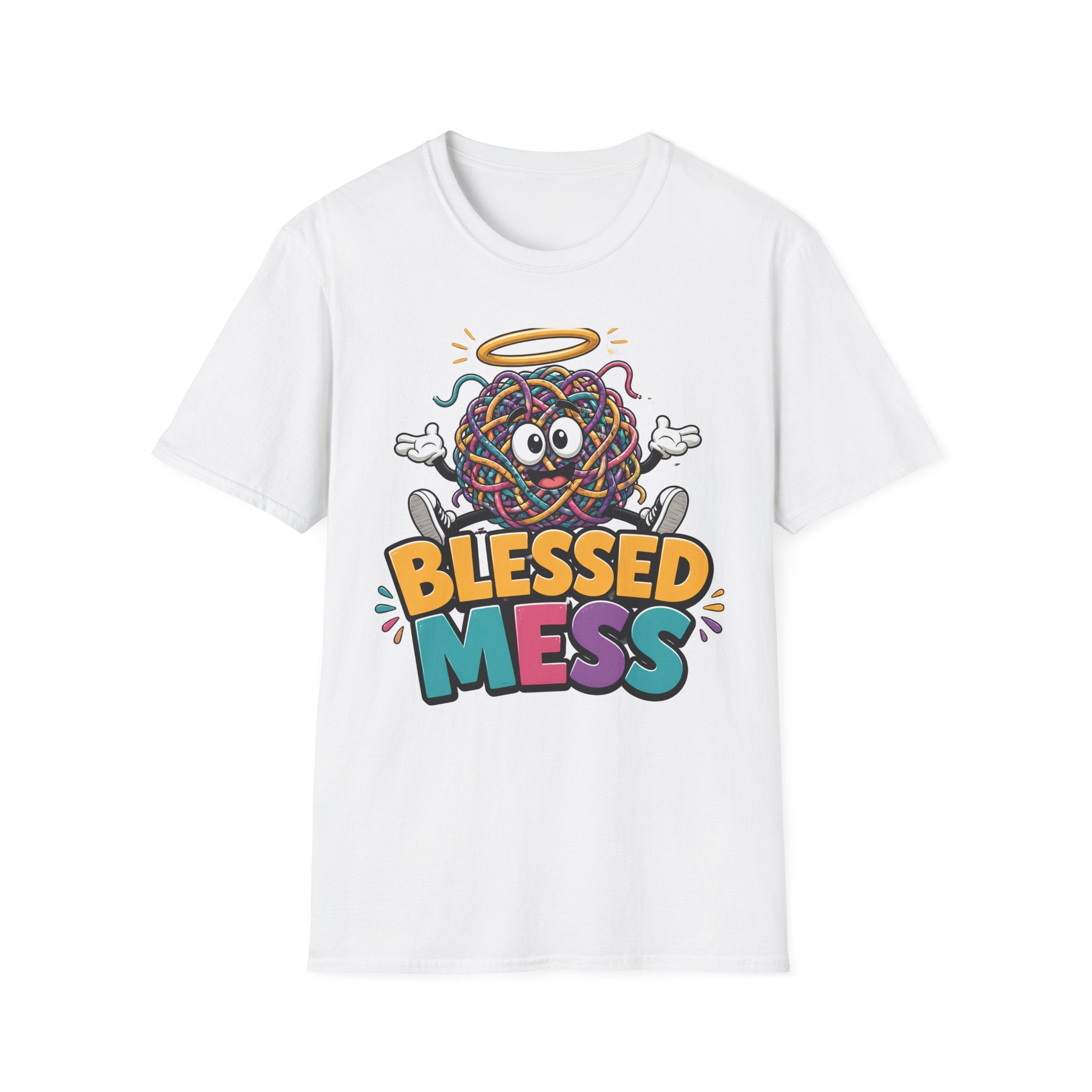 Blessed Mess T-Shirt — Cute Angelic Tangled Yarns Graphic Tee