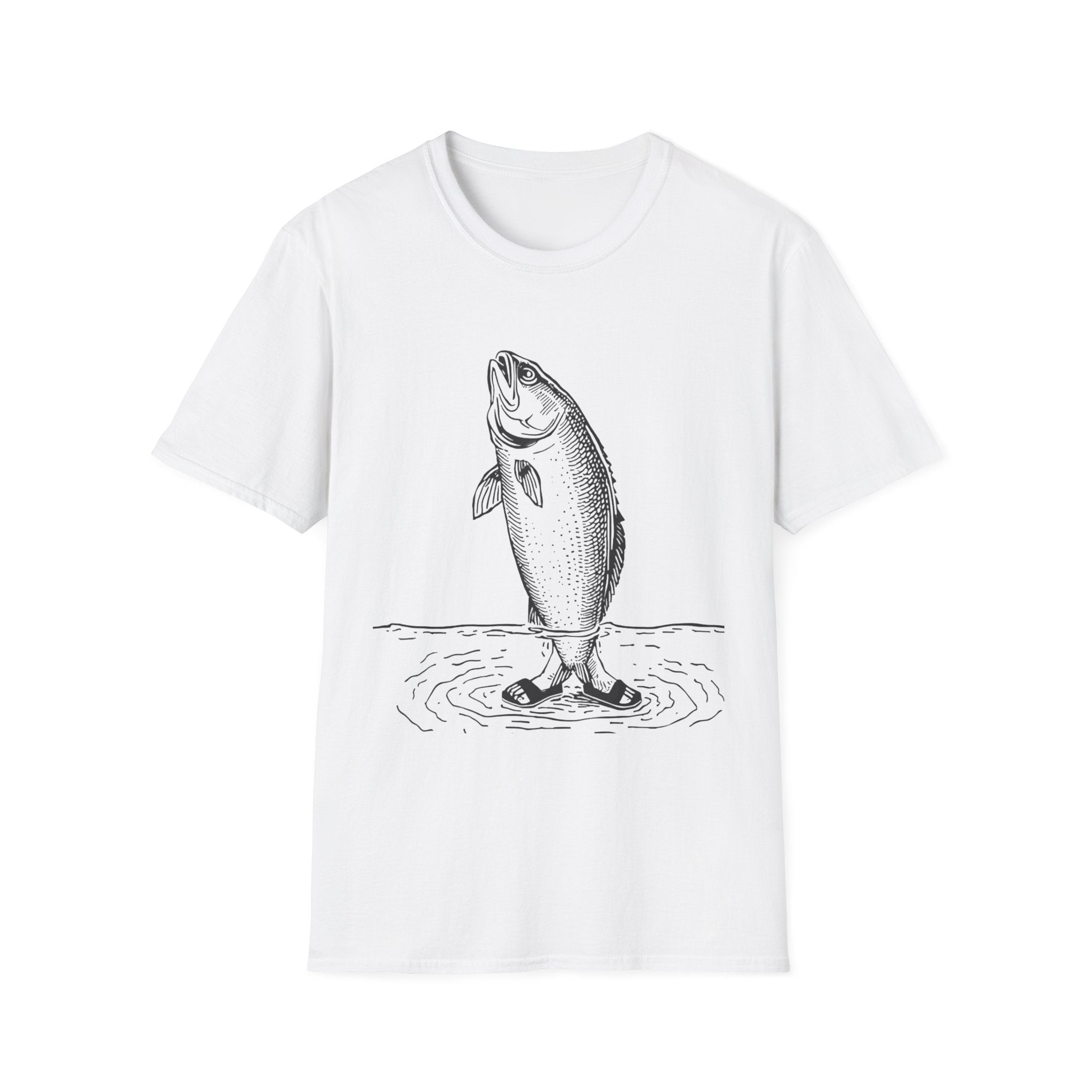 Fish Illustration T-Shirt — Vintage Leaping Trout Graphic