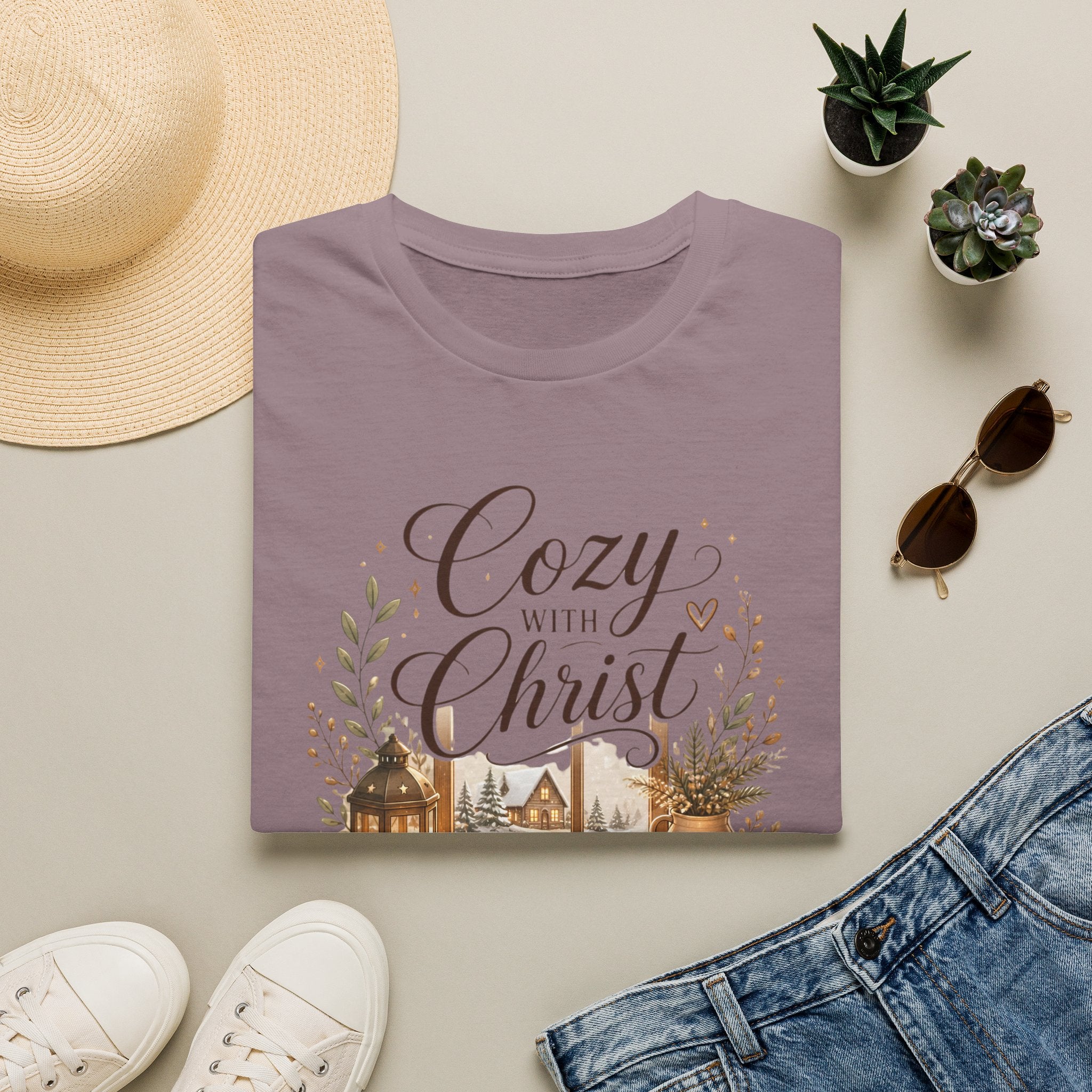 Cozy with Christ T‑Shirt — Faithful Christmas Cozy Home Design