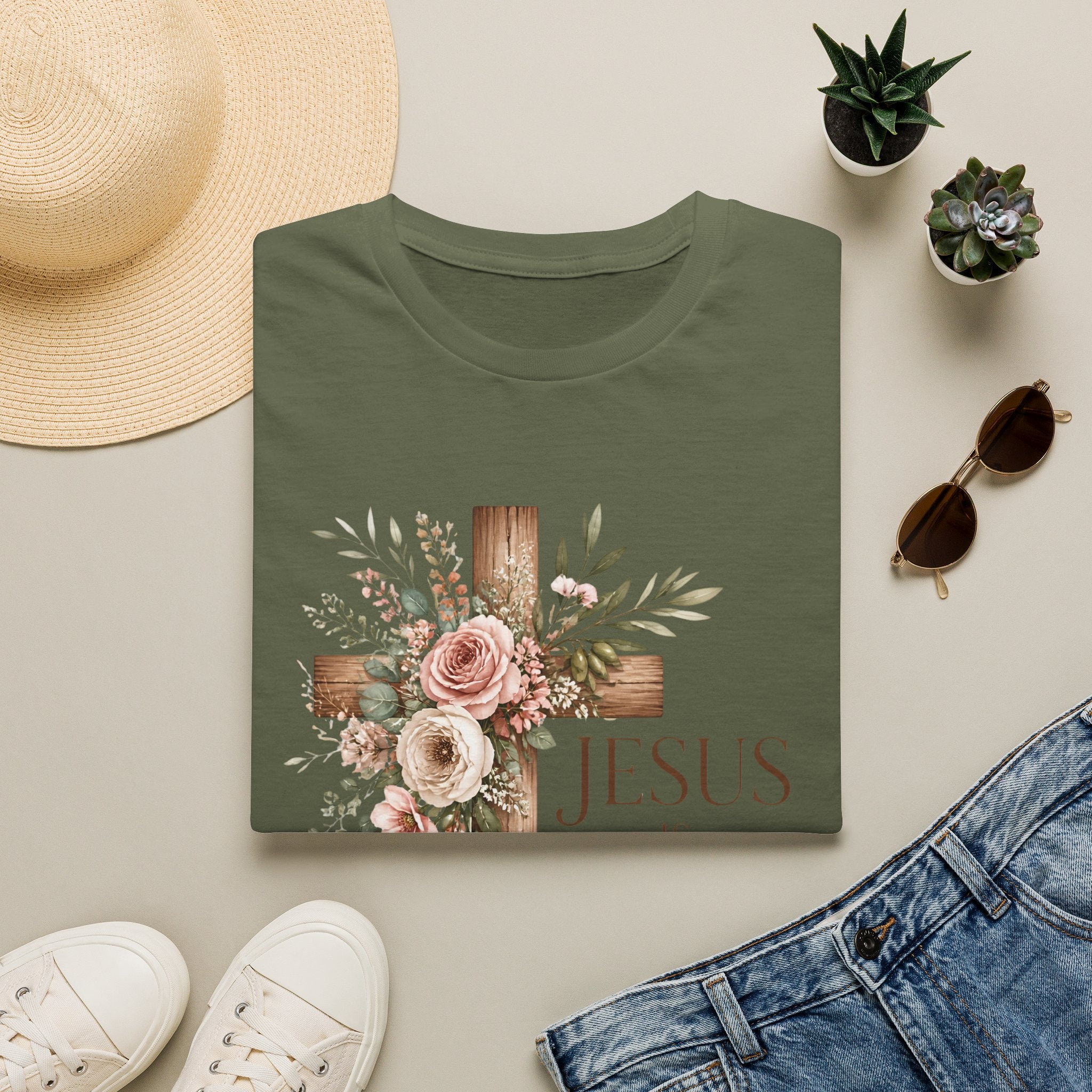Jesus Floral Cross T-Shirt — Christian Faith Graphic Tee