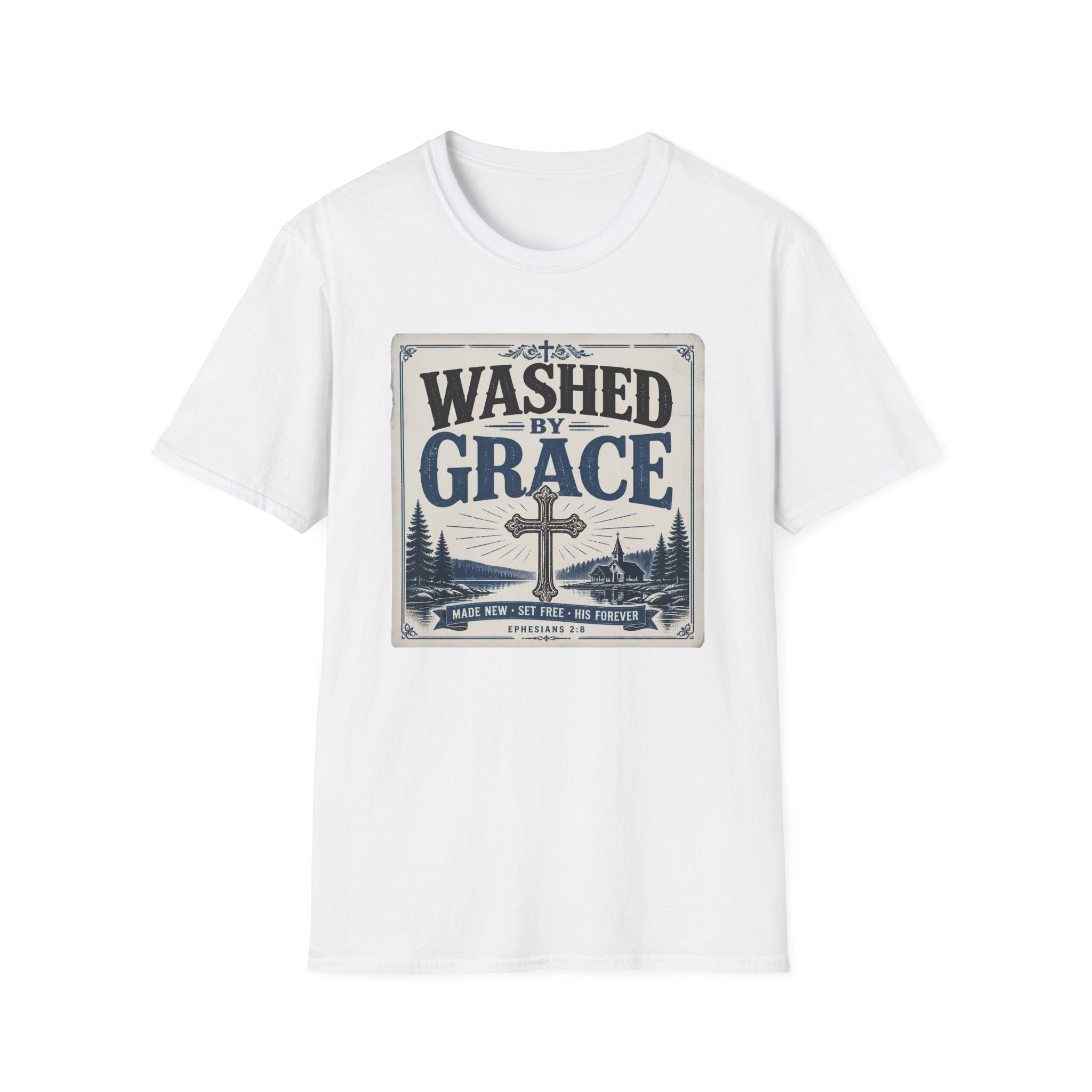 Washed By Grace T‑Shirt — Christian Faith Cross Tee