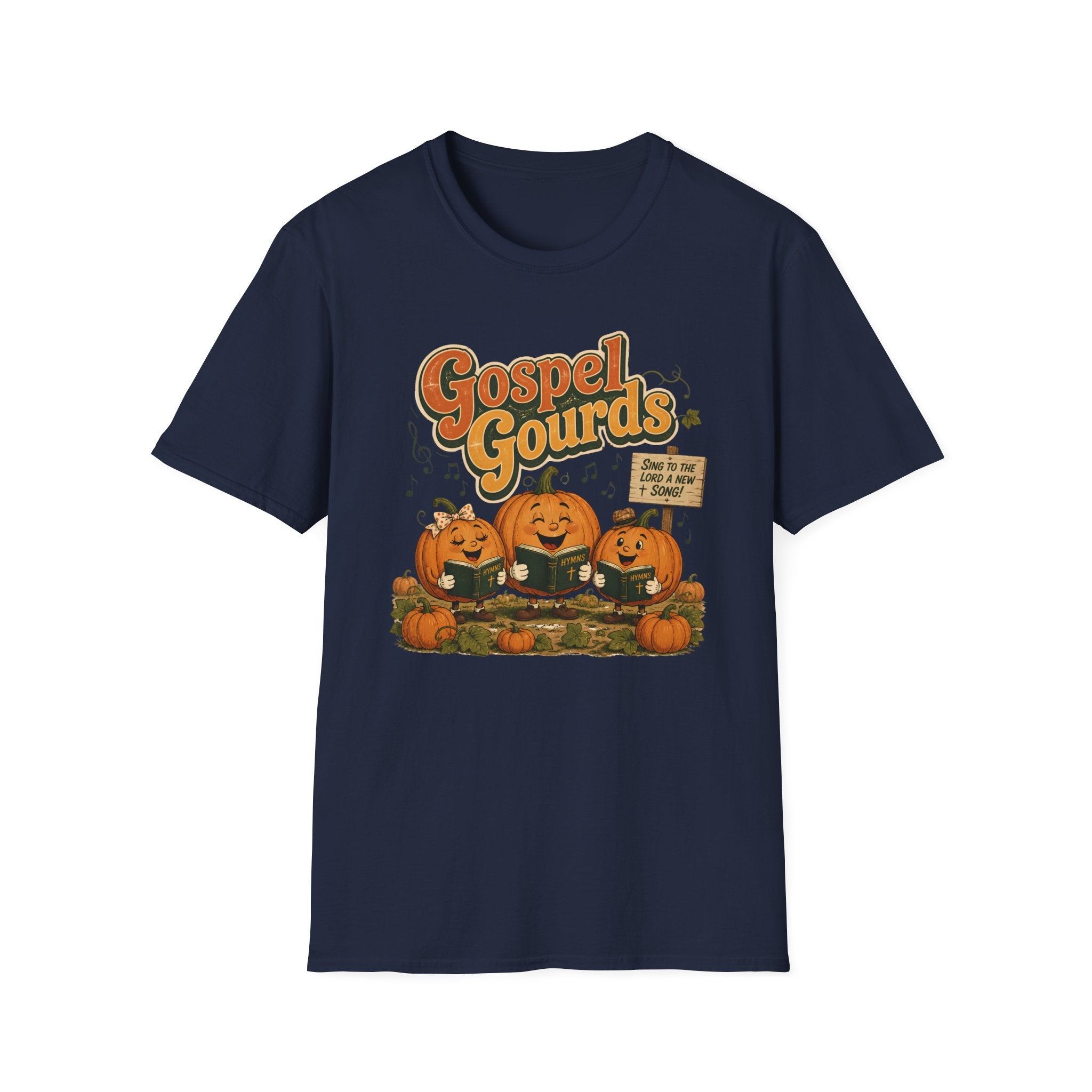 Gospel Gourds Halloween T‑Shirt — Cute Singing Pumpkin Fall Tee
