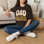 God Is Greater T-Shirt — Retro Faith Graphic Tee (1 John 4:4)