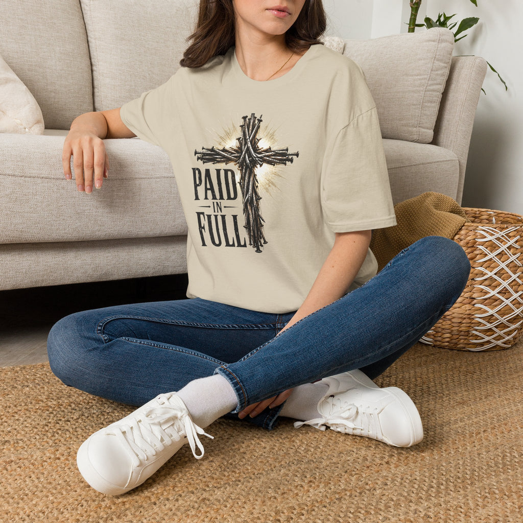 Christian T-Shirt — "Paid in Full" Cross Graphic Faith Tee