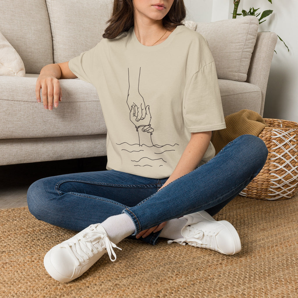 T-Shirt — Minimal Line Art Holding Hands Design
