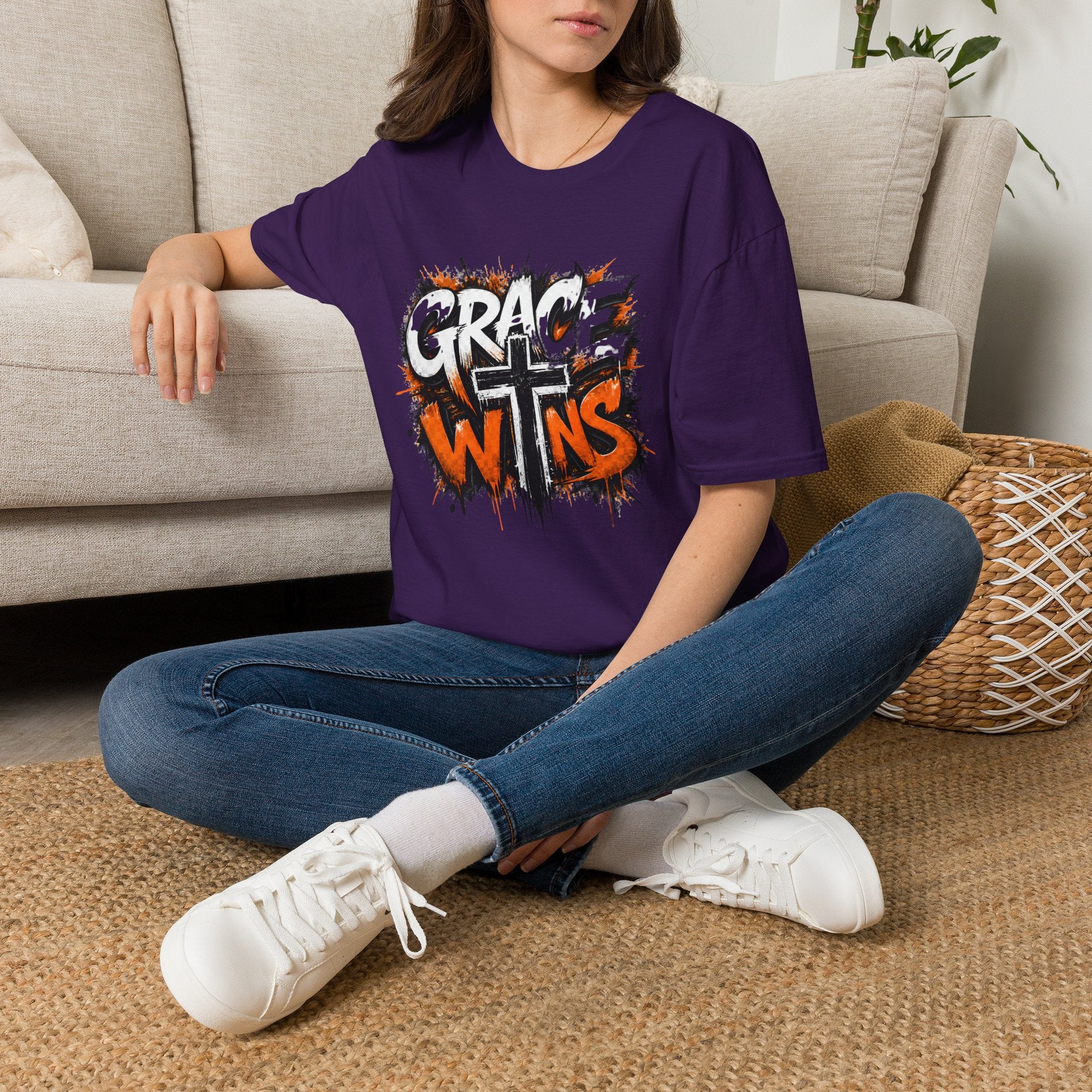Grace Wins T-Shirt — Christian Faith Cross Graphic Tee