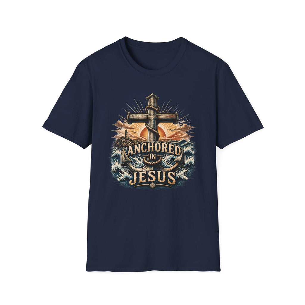 Anchored in Jesus T-Shirt — Christian Anchor Faith Tee