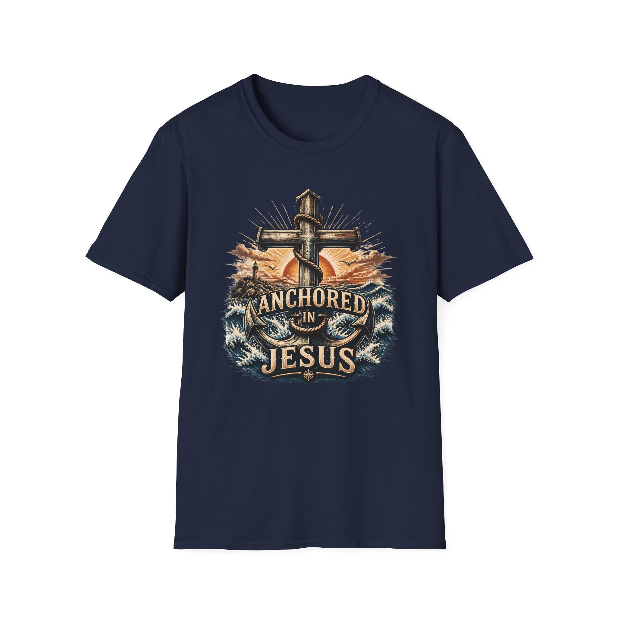 Anchored in Jesus T-Shirt — Christian Anchor Faith Tee