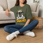 Saved Squad T‑Shirt — Cute Angel Sheep Graphic Tee for Christian Youth & Church Groups