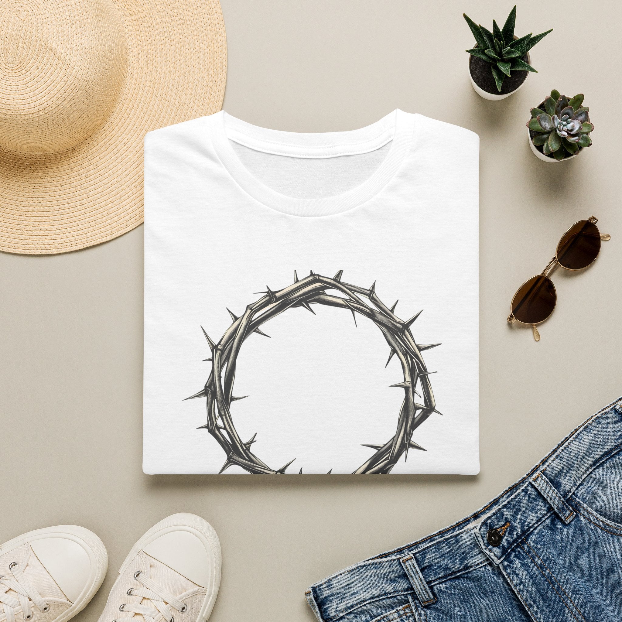 T-Shirt — Minimal Crown of Thorns Graphic Tee | Christian Faith Symbol Shirt