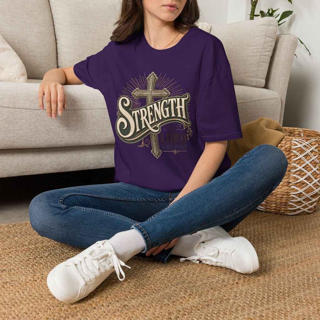 Strength Cross T‑Shirt — 'The Lord Is My Peace' Christian Faith Tee