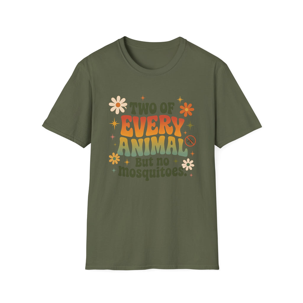 T-Shirt — Two of Every Animal But No Mosquitoes Retro Floral Graphic Tee