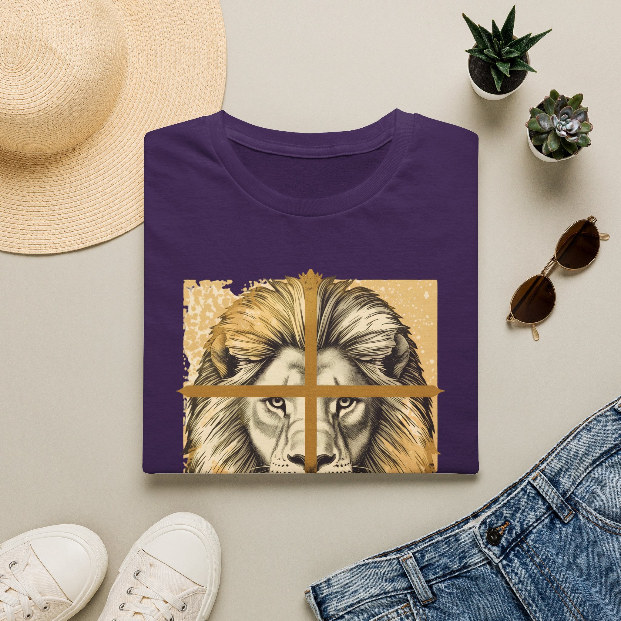 Lion Cross T‑Shirt — Faith-Inspired Lion Graphic Tee