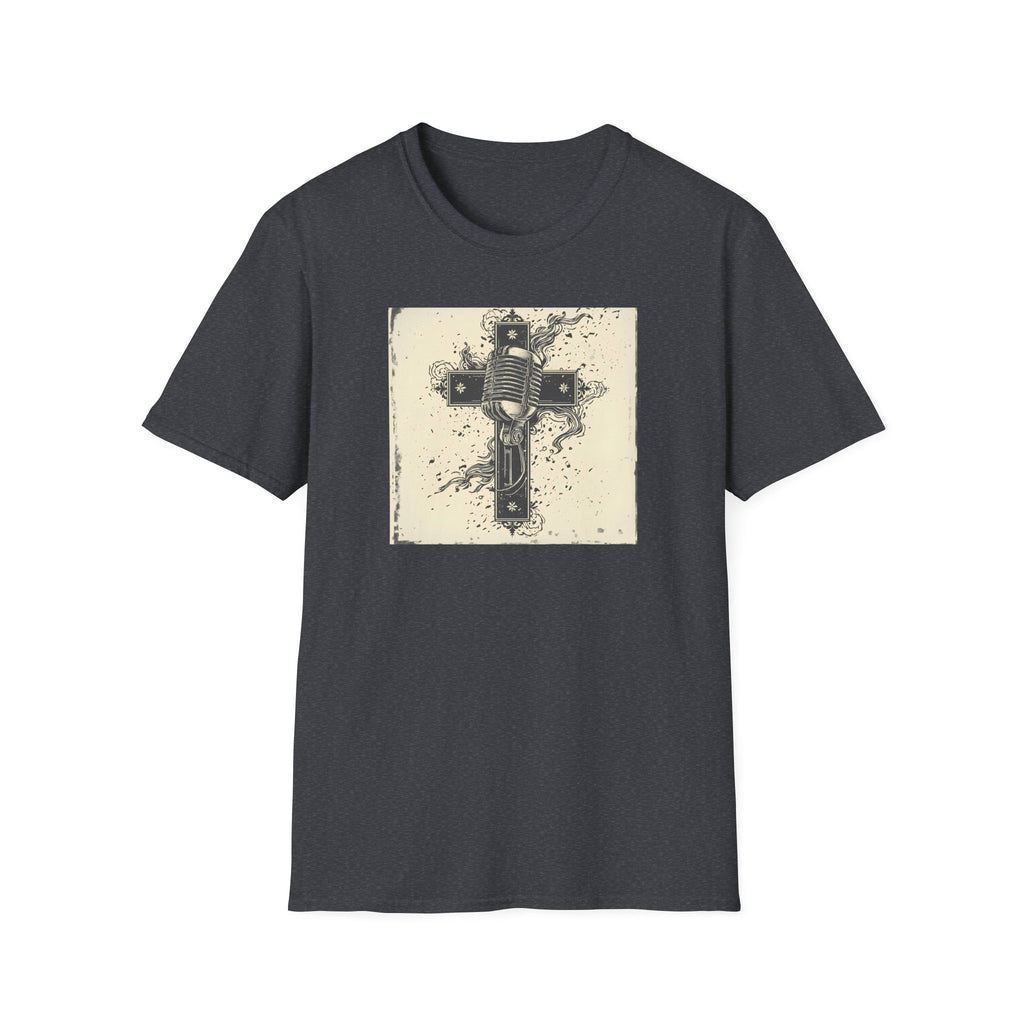 Vintage Microphone Cross T-Shirt — Retro Gospel Music Tee