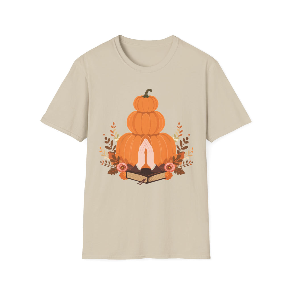 Pumpkin Stack T‑Shirt — Autumn Floral Fall Graphic Tee