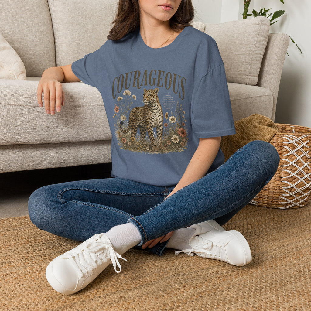 Courageous Leopard T-Shirt — Vintage Floral Wildlife Graphic Tee