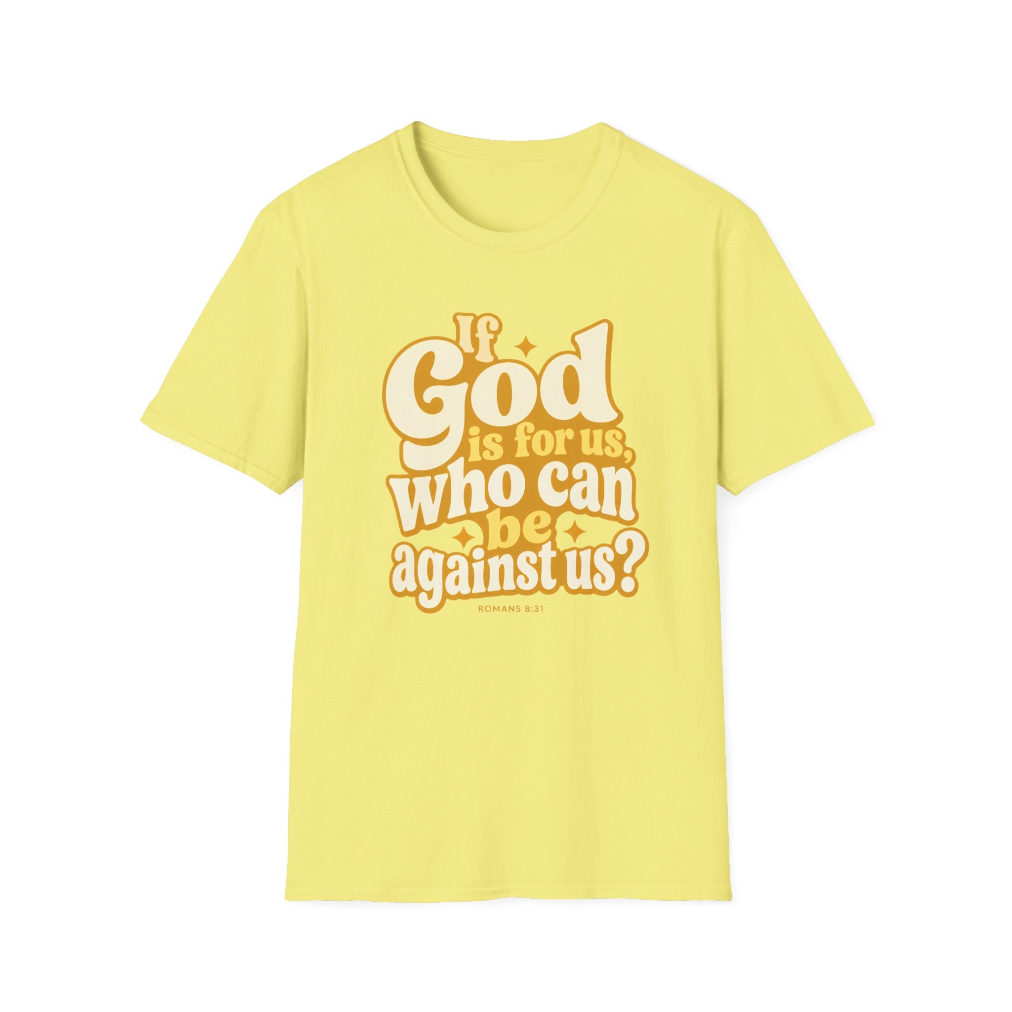 Christian Graphic T‑Shirt — "If God Is For Us, Who Can Be Against Us" Retro Typography