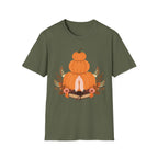 Pumpkin Stack T‑Shirt — Autumn Floral Fall Graphic Tee