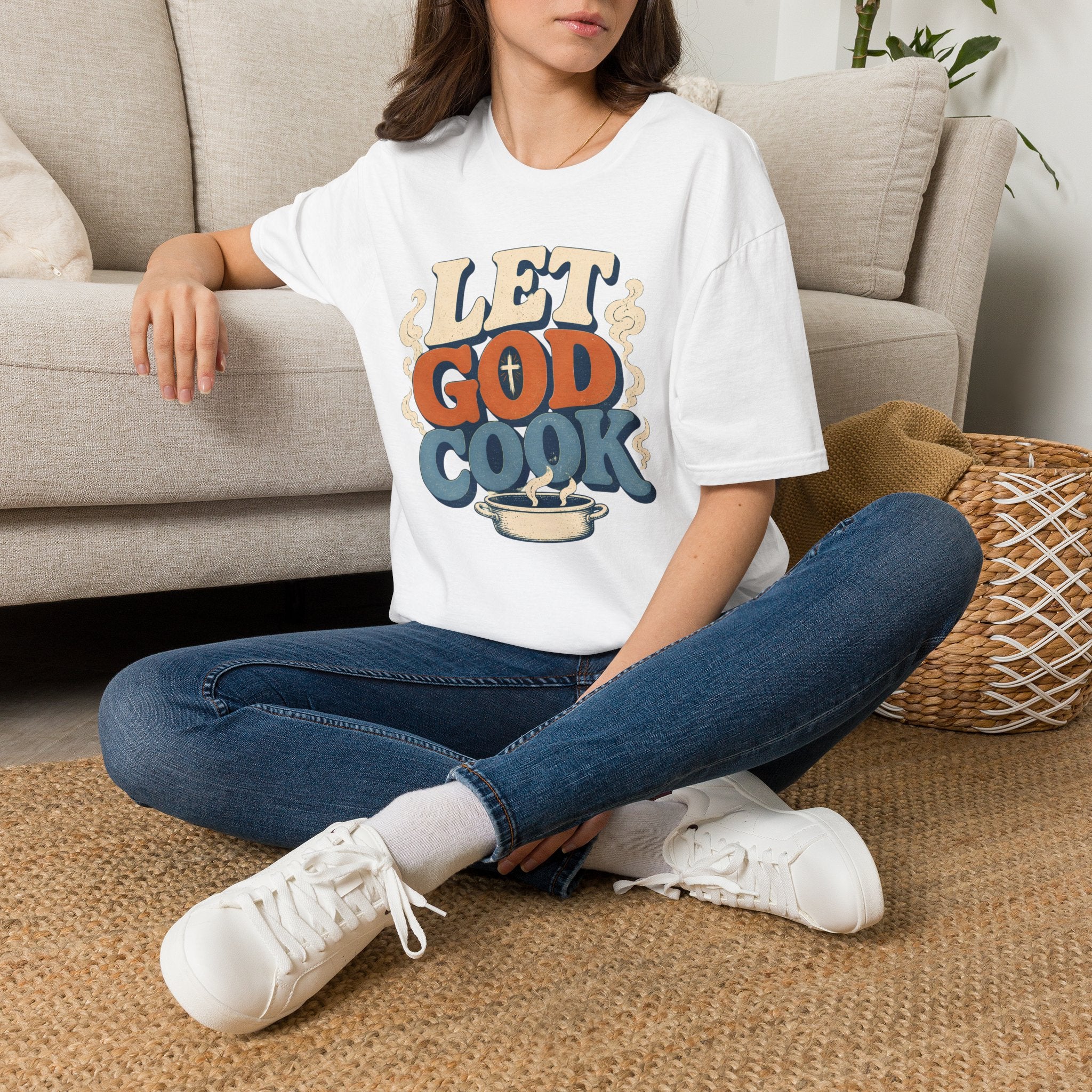 Let God Cook T-Shirt — Faith-Inspired Vintage Kitchen Graphic Tee