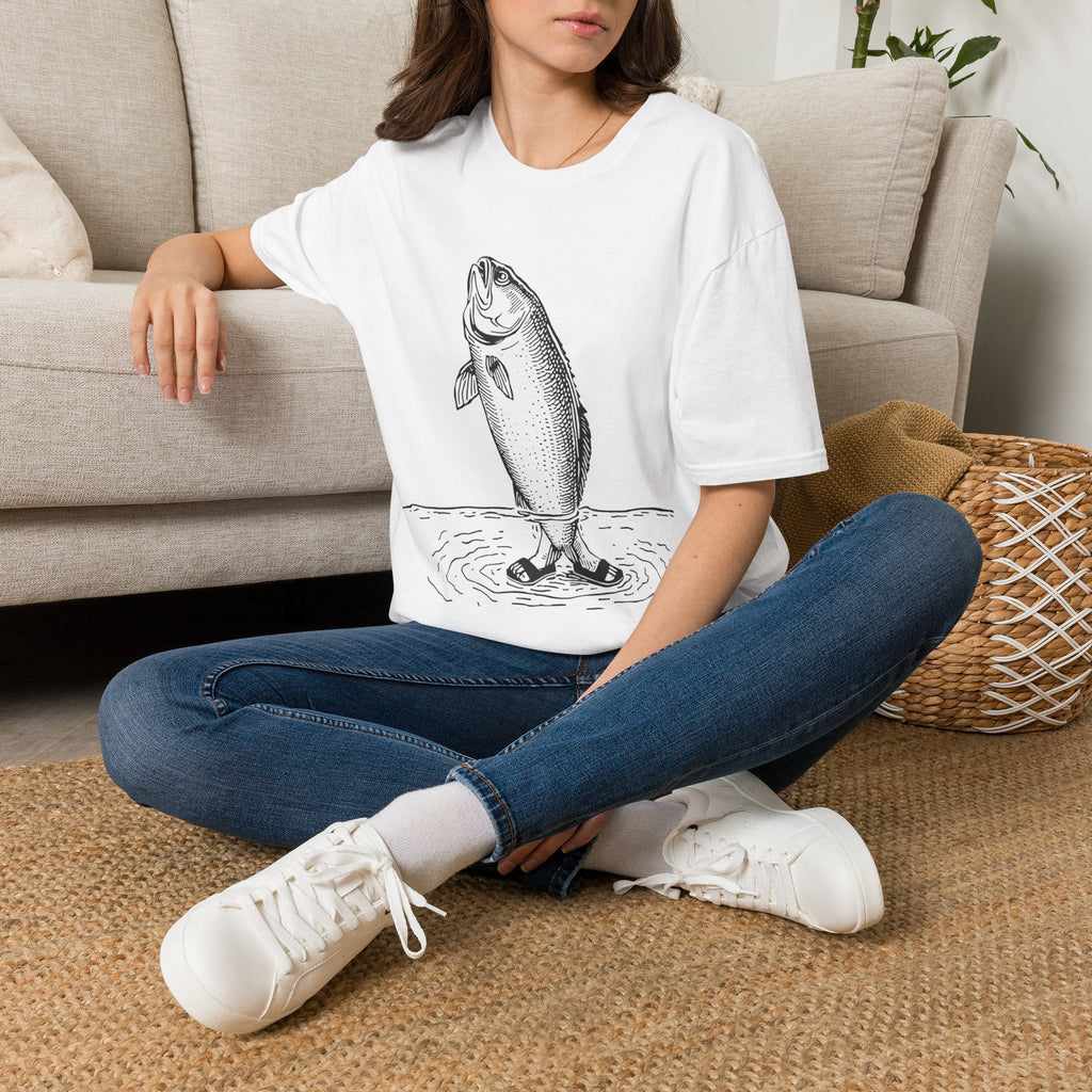 Fish Illustration T-Shirt — Vintage Leaping Trout Graphic