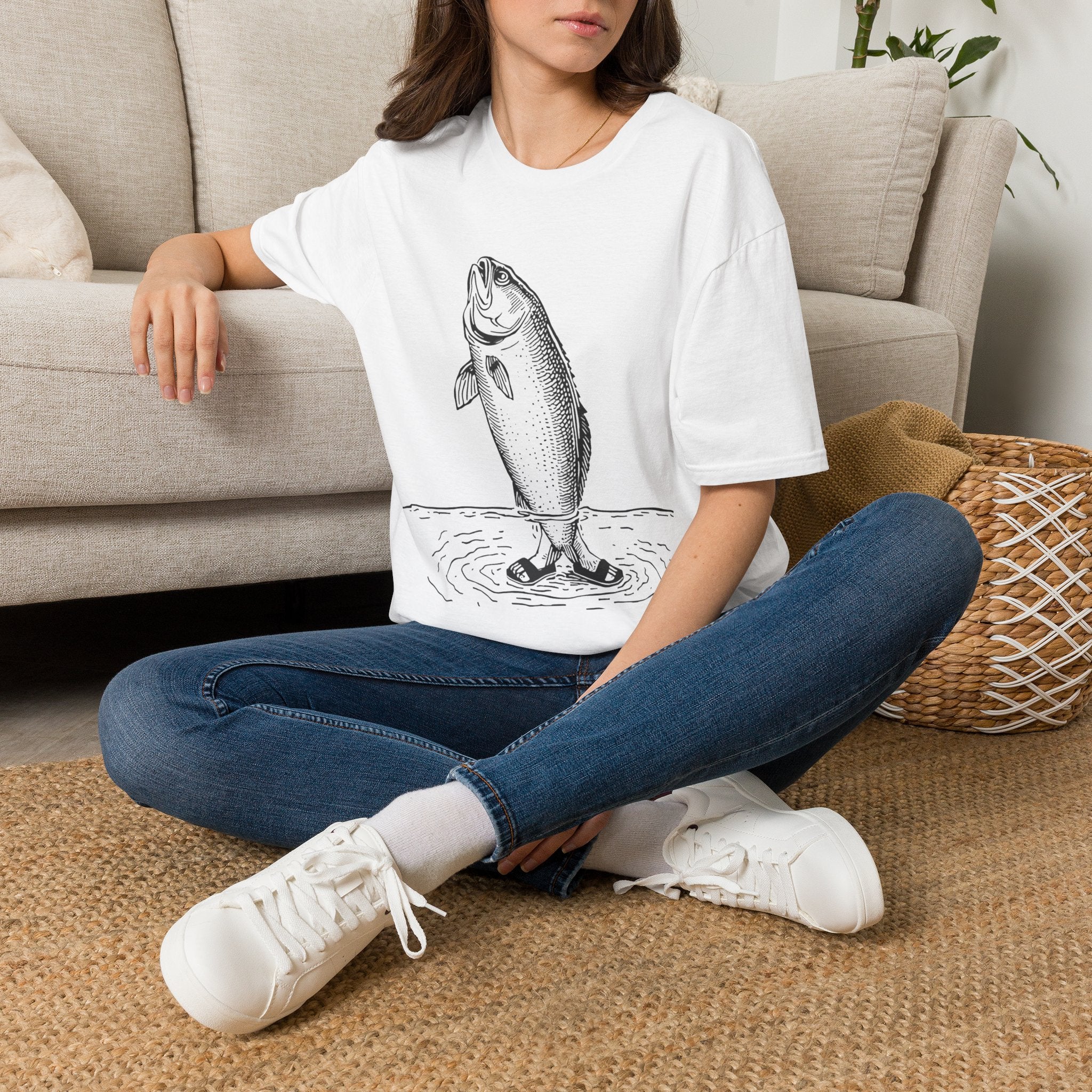 Fish Illustration T-Shirt — Vintage Leaping Trout Graphic