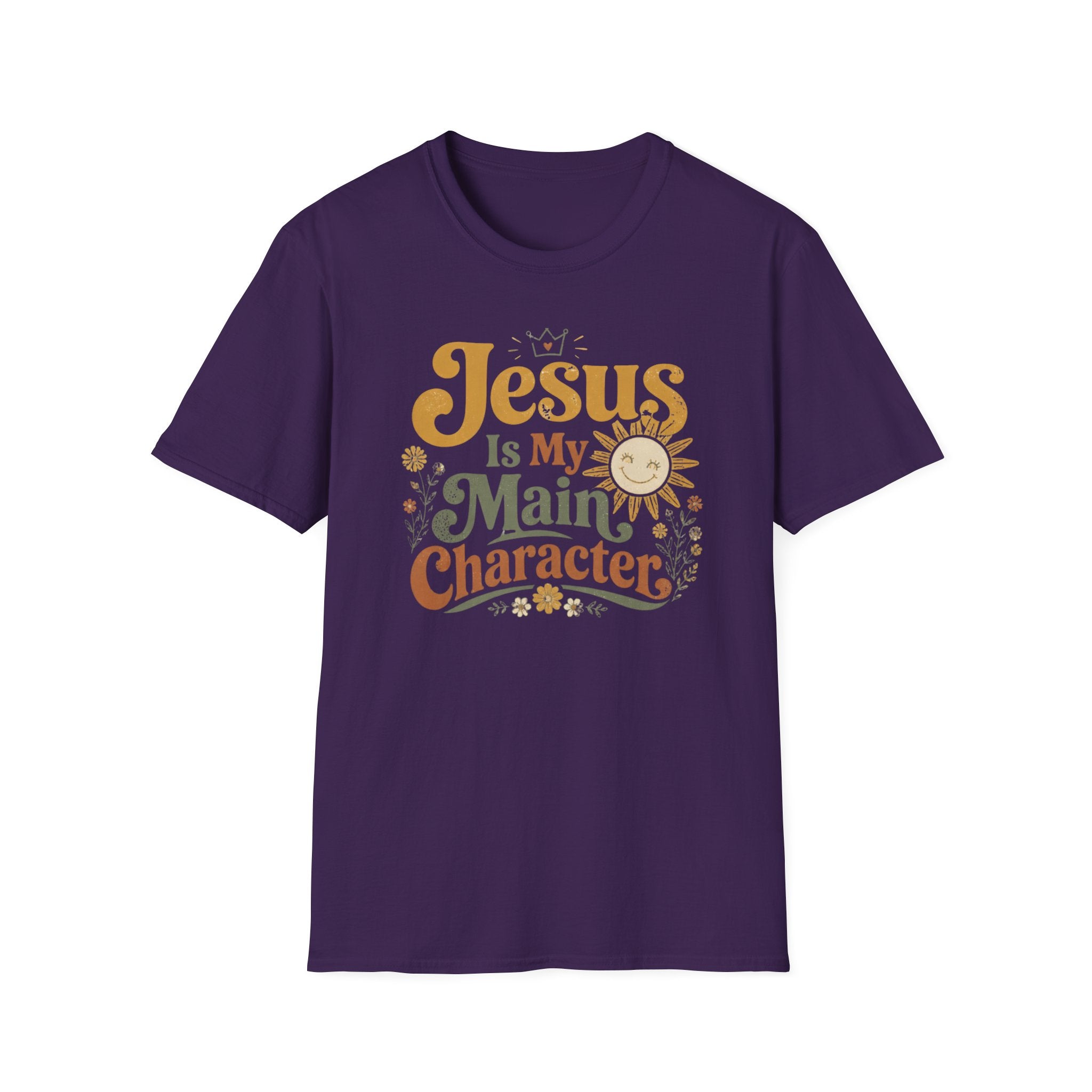 Jesus Is My Main Character T-Shirt — Retro Floral Christian Tee